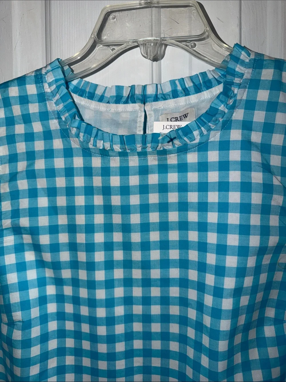 J. Crew Blue and White Gingham Sleeveless Tank size M NWT